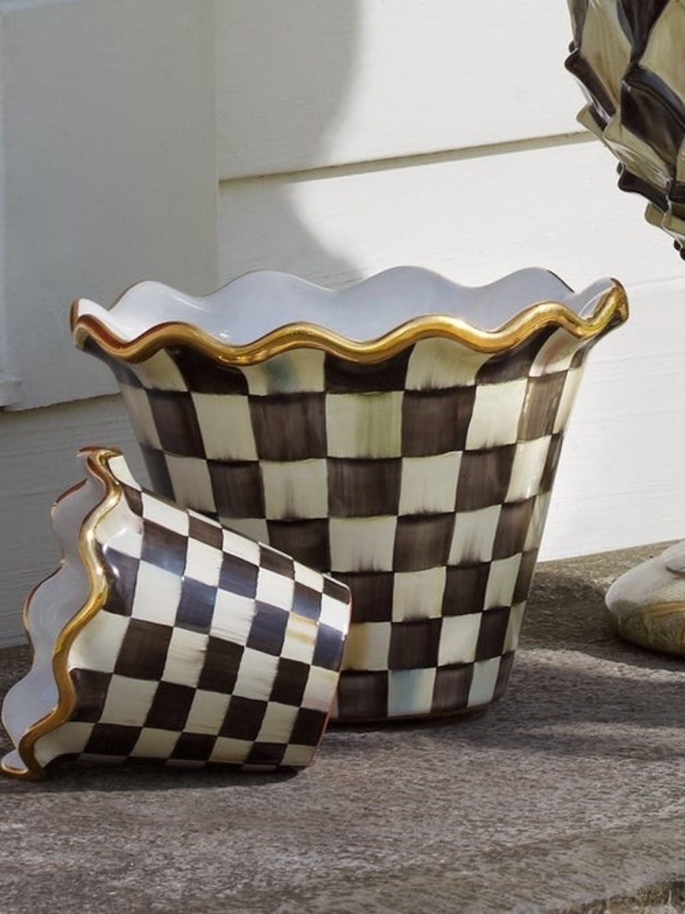 Mackenzie Childs Courtly Check Planter